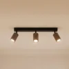 Downlight Tune, 3 luces, marrón, metal, longitud 66 cm
