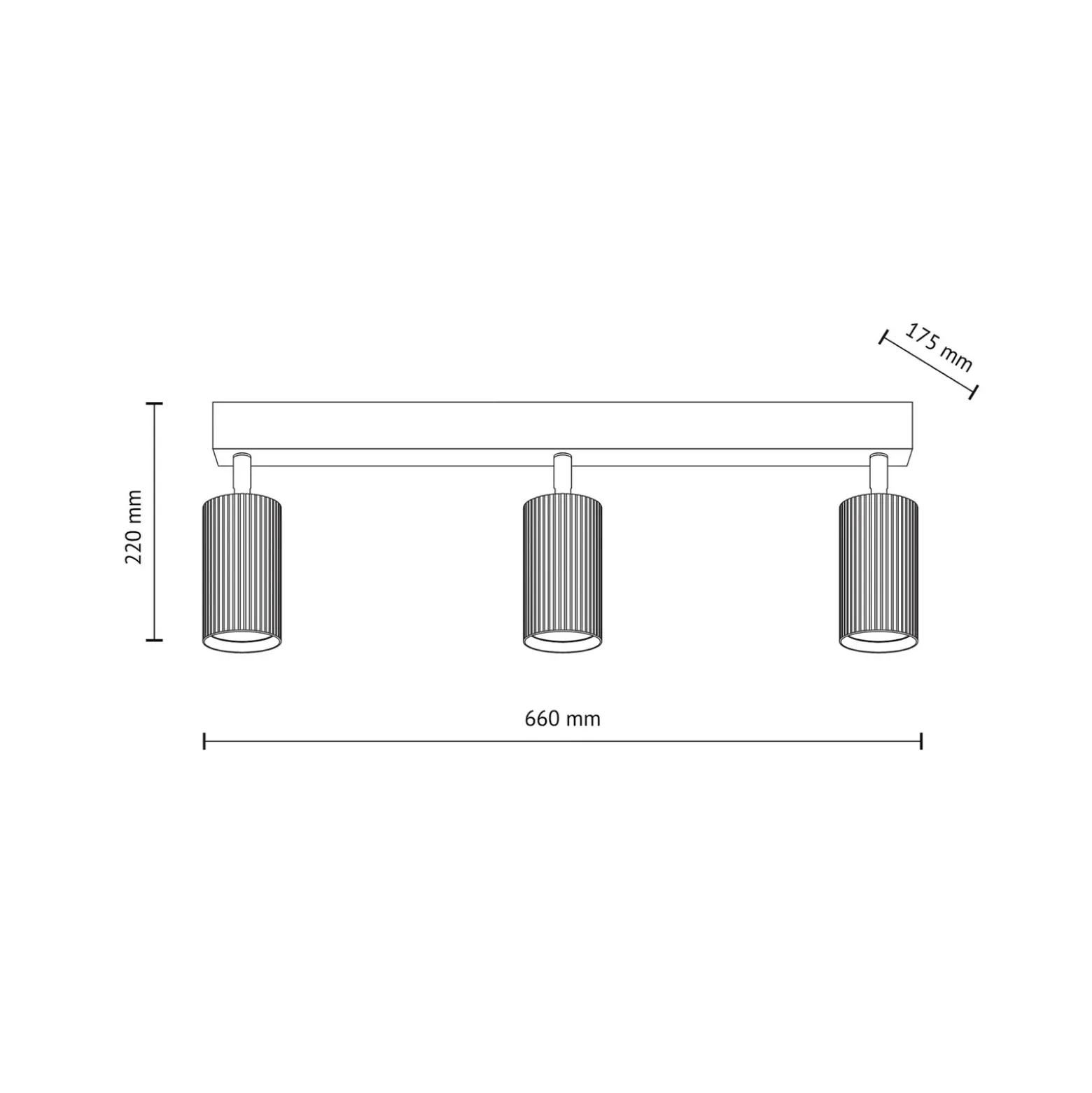 Downlight Tune, 3 luces, marrón, metal, longitud 66 cm