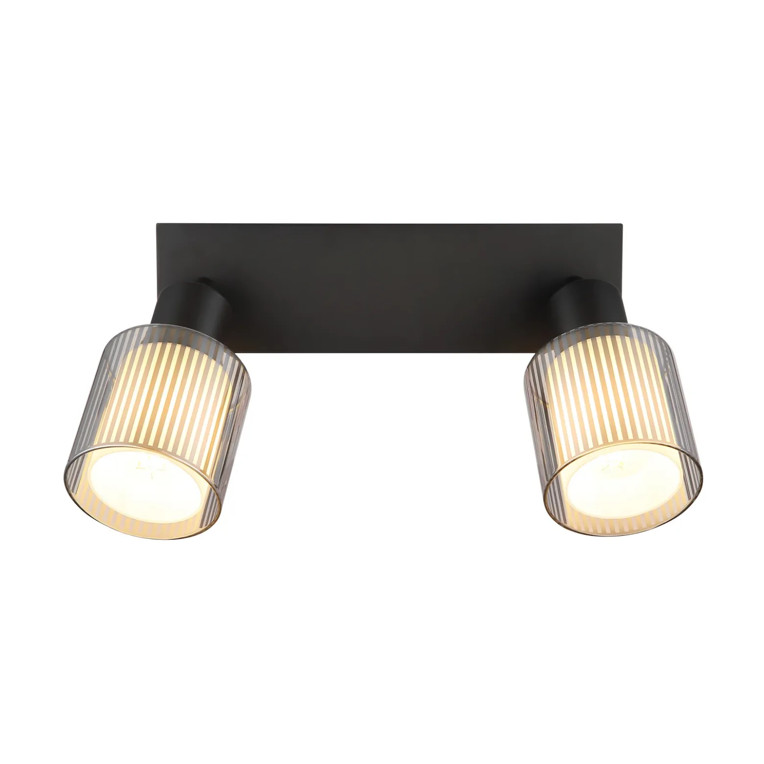 Downlight Villegas, negro/gris, cristal, 28 cm de largo, E14