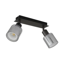 Downlight Villegas, negro/gris, cristal, 28 cm de largo, E14