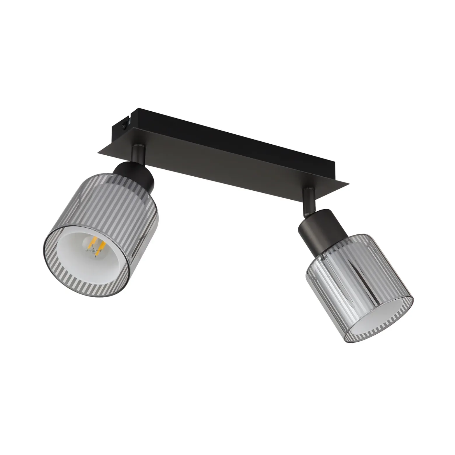 Downlight Villegas, negro/gris, cristal, 28 cm de largo, E14