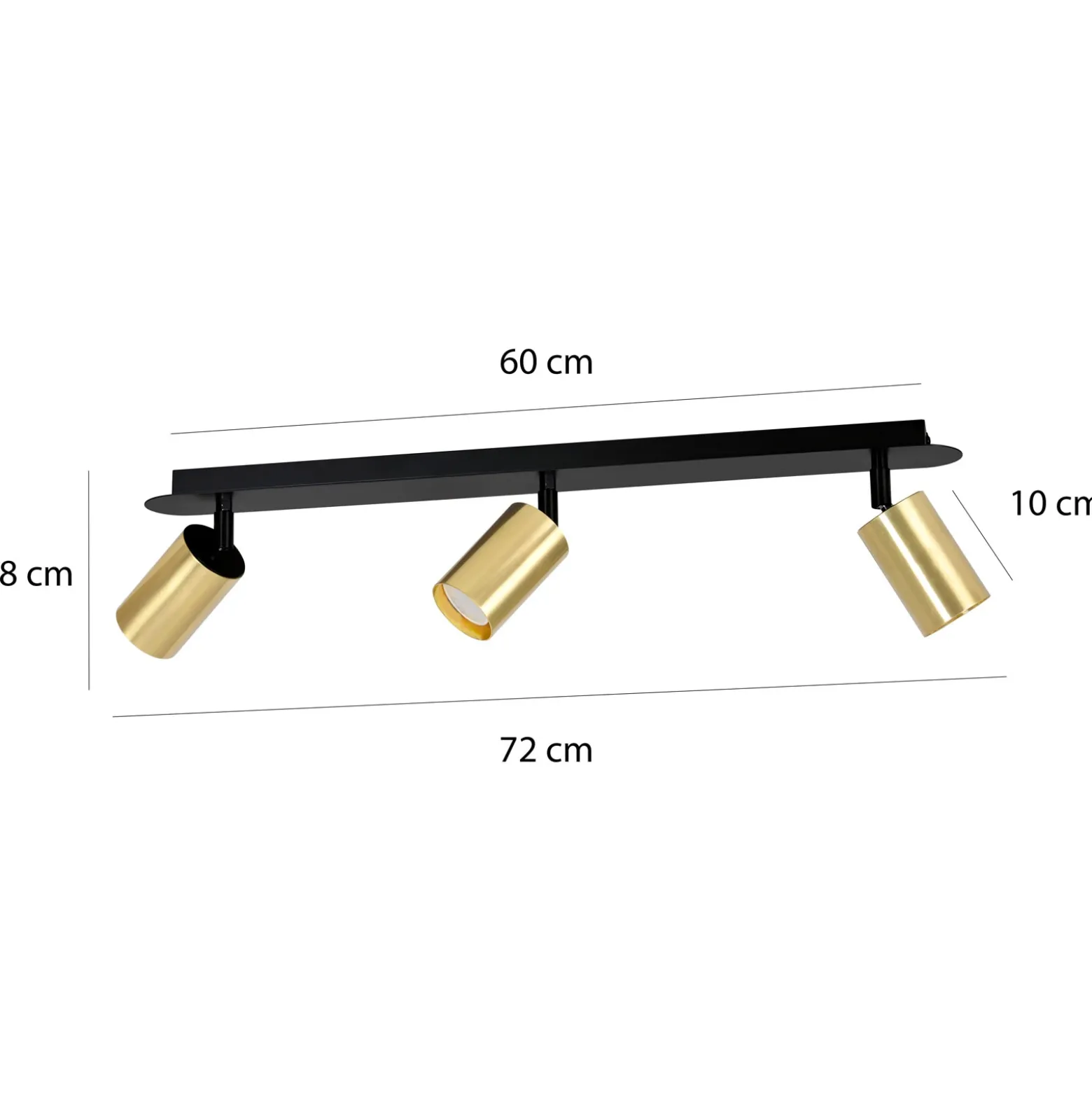 Downlight Zen 3 con 3 focos, negro-dorado