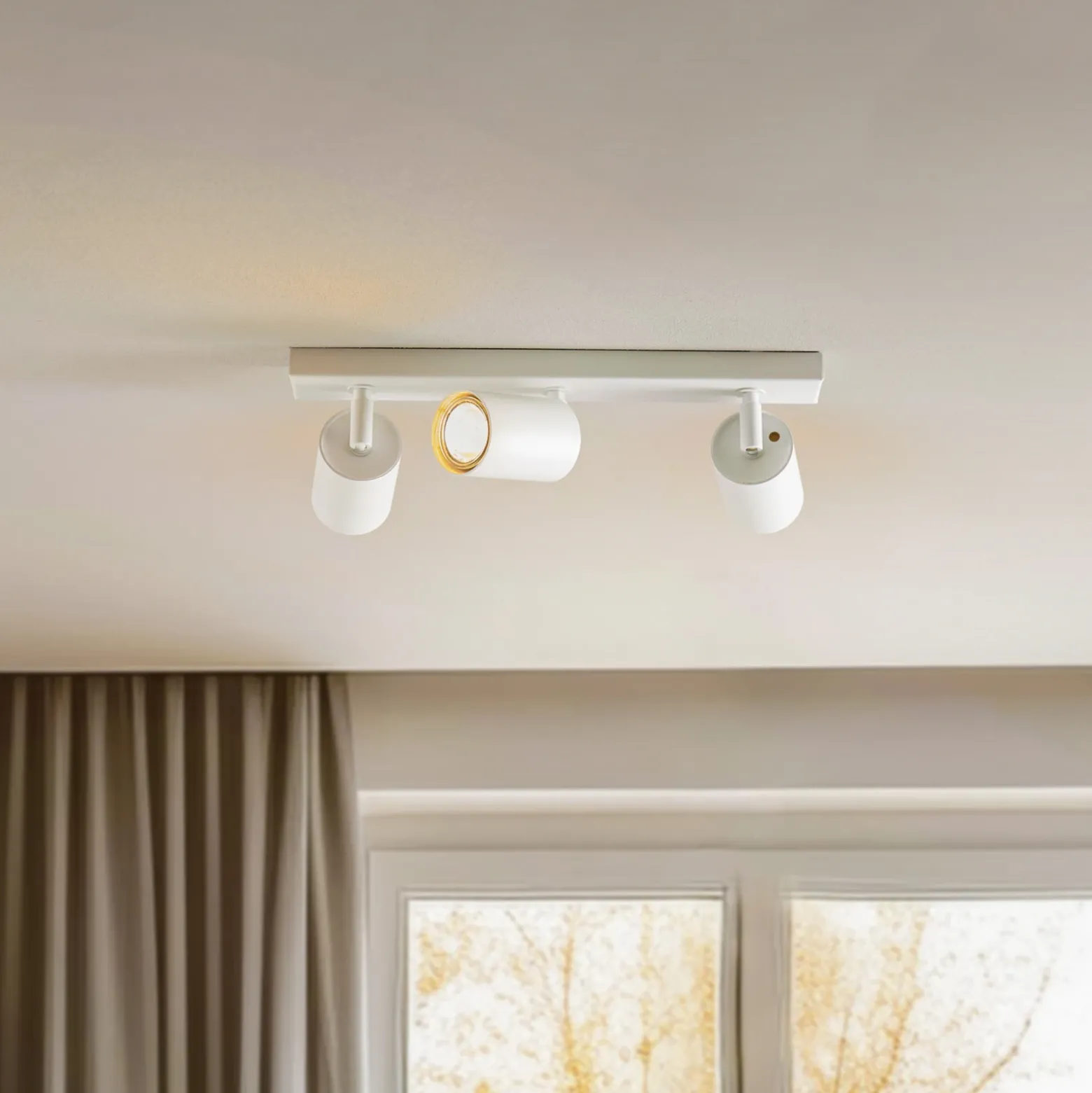 Downlight Zoom, 3 luces, blanco, metal, GU10