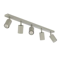 Downlight Zoom, 5 luces, gris-beige, acero, GU10
