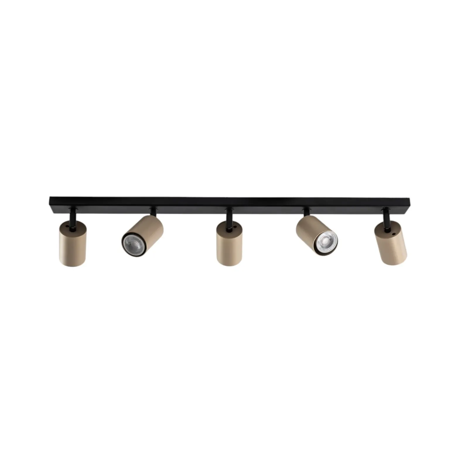Downlight Zoom, 5 luces, negro/dorado