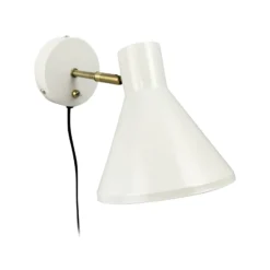 Dyberg Larsen Aplique de pared Sleep, blanco masilla, Ø 15 cm, acero