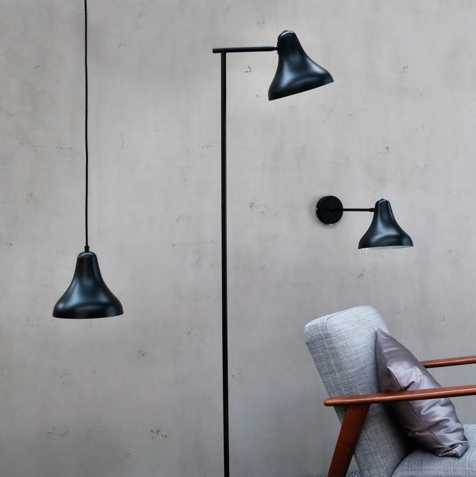 Dyberg Larsen aplique de pared Tokio, negro, anchura 20 cm, metal