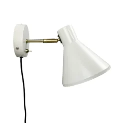 Dyberg Larsen Aplique de pared Sleep, blanco masilla, Ø 15 cm, acero