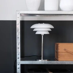 Dyberg Larsen DL20 lámpara de mesa vidrio, cromo