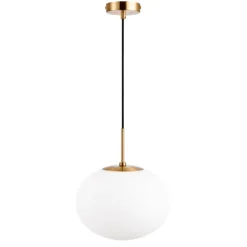Dyberg Larsen Lámpara colgante Princess, ópalo/latón, Ø 28 cm