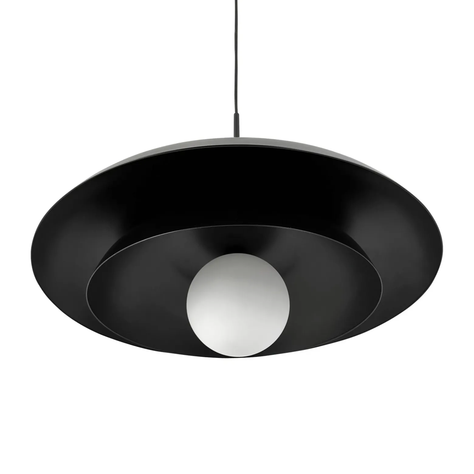 Dyberg Larsen lámpara colgante Ava, negro, metal, Ø 44 cm