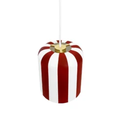 Dyberg Larsen lámpara colgante Gry, rojo oscuro/blanco, Ø 20 cm