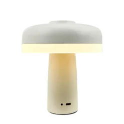 Dyberg Larsen Lámpara de mesa LED recargable Porter, blanca, altura 16 cm