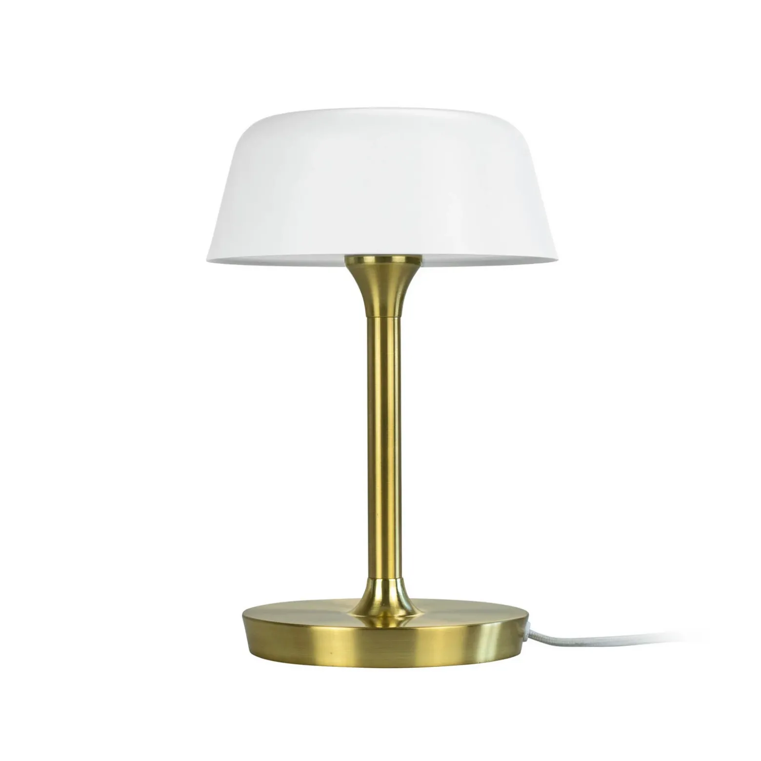Dyberg Larsen Lámpara de mesa Valencia, blanco/latón, altura 30 cm