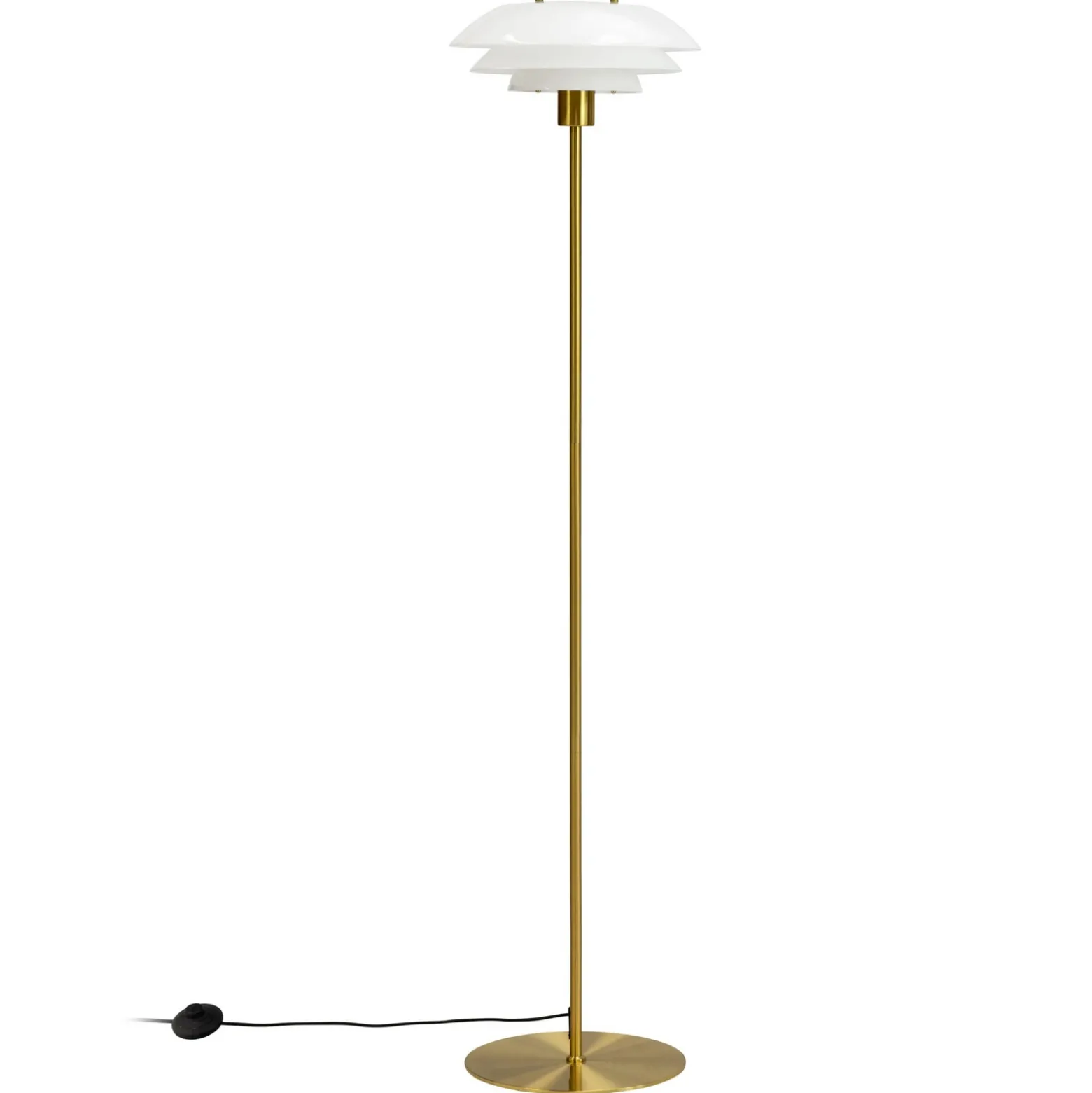 Dyberg Larsen lámpara de pie DL31, color latón, altura 133 cm