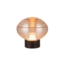 Earl lámpara de mesa LED recargable, negro/ámbar, altura 14,5 cm, cristal