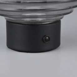 Earl lámpara de mesa LED recargable, negro/humo, altura 14,5 cm, cristal
