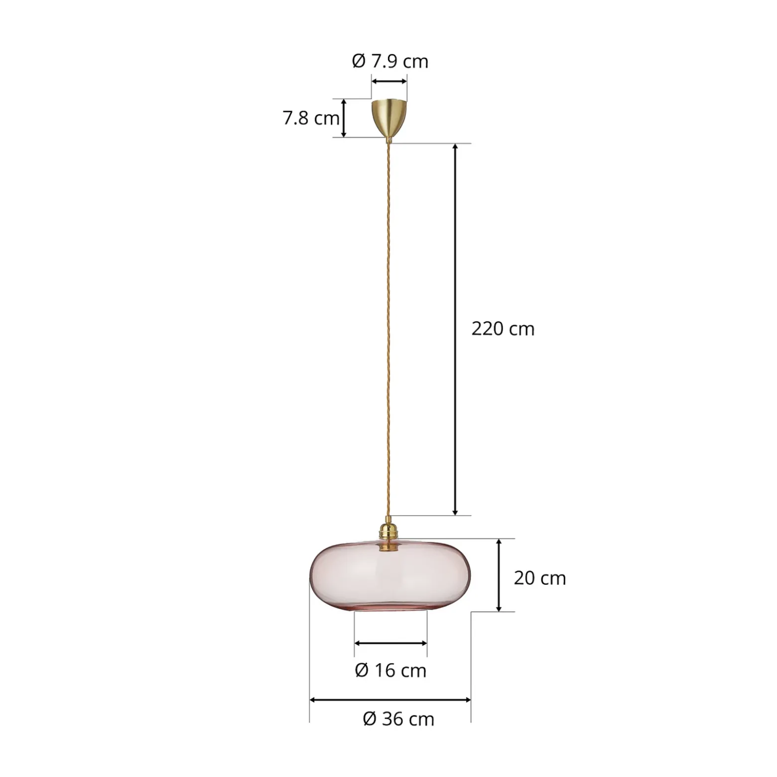 EBB & FLOW Horizon lámpara colgante rosa-oro Ø36cm