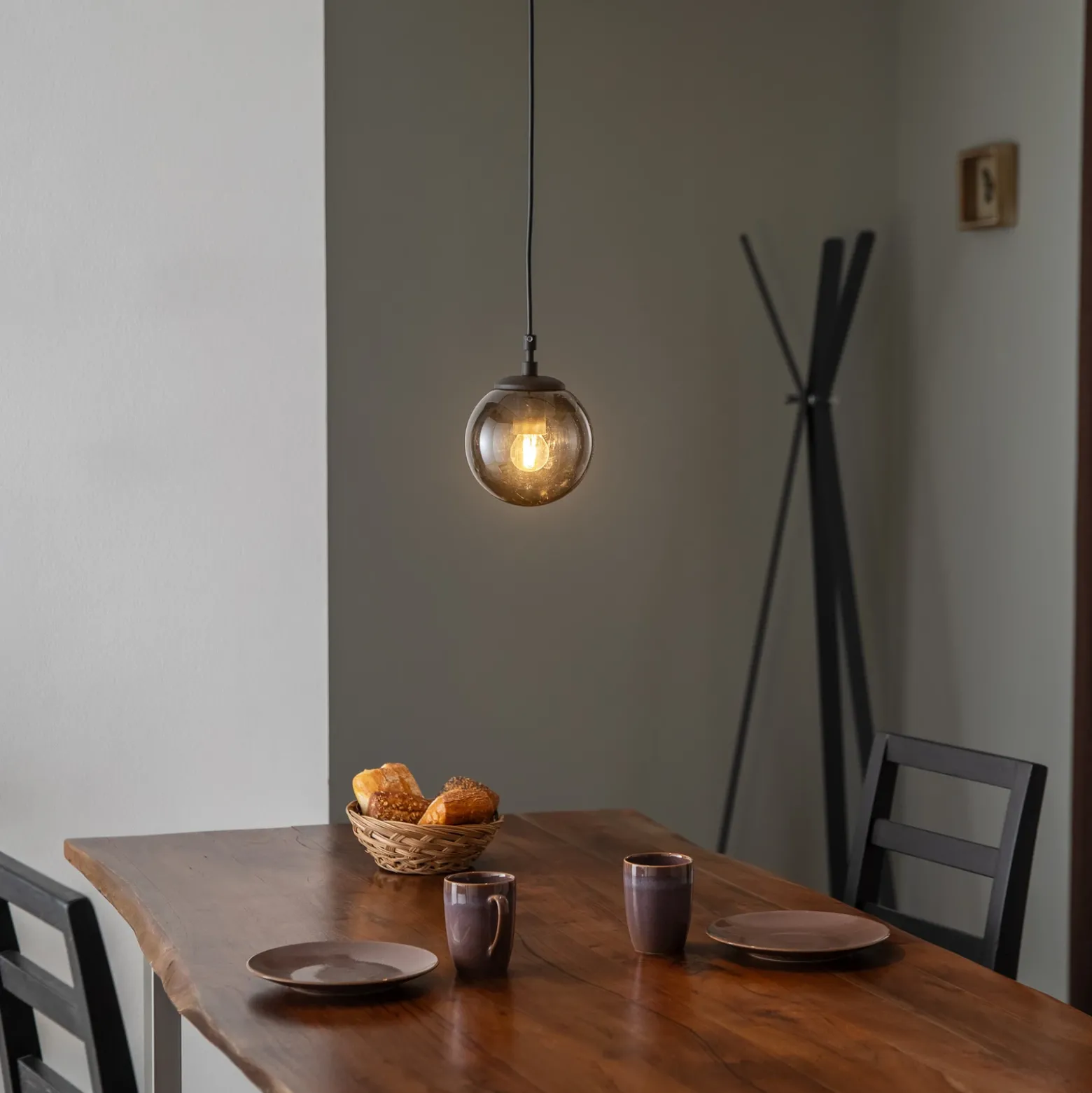 Efe 2155 lámpara colgante, pantalla de cristal ahumado, Ø15cm