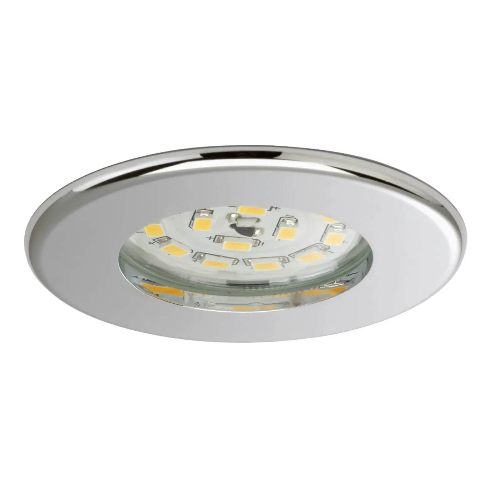 Eficiente foco empotrado LED Nikas IP44, cromo