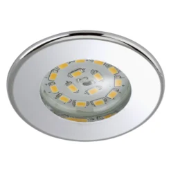 Eficiente foco empotrado LED Nikas IP44, cromo