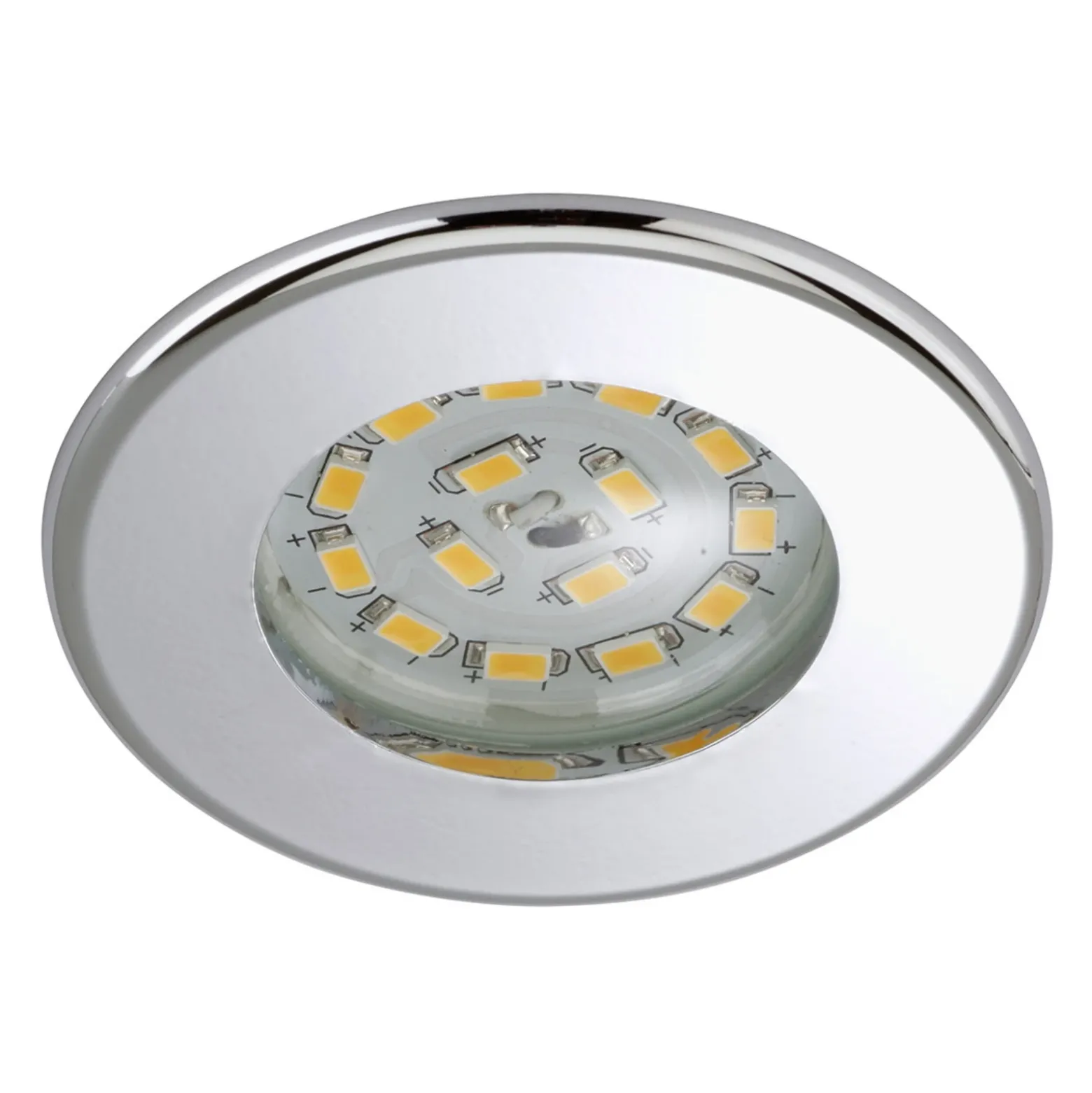 Eficiente foco empotrado LED Nikas IP44, cromo