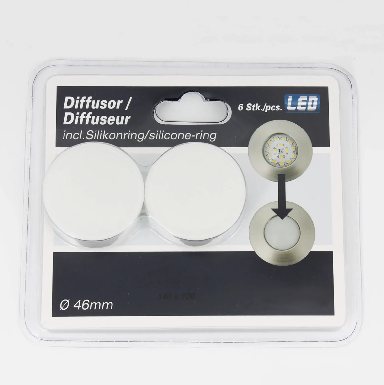 Eficiente foco empotrado LED Nikas IP44, cromo