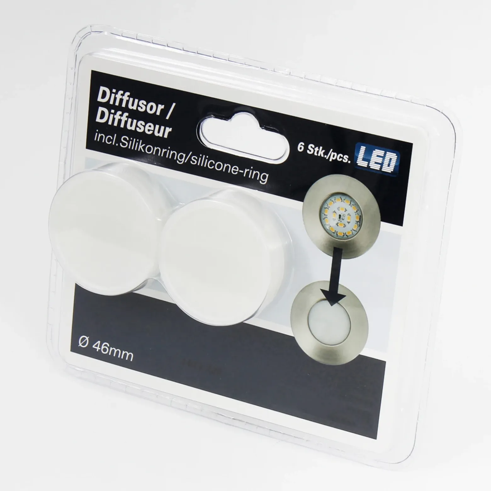 Eficiente foco empotrado LED Nikas IP44, cromo