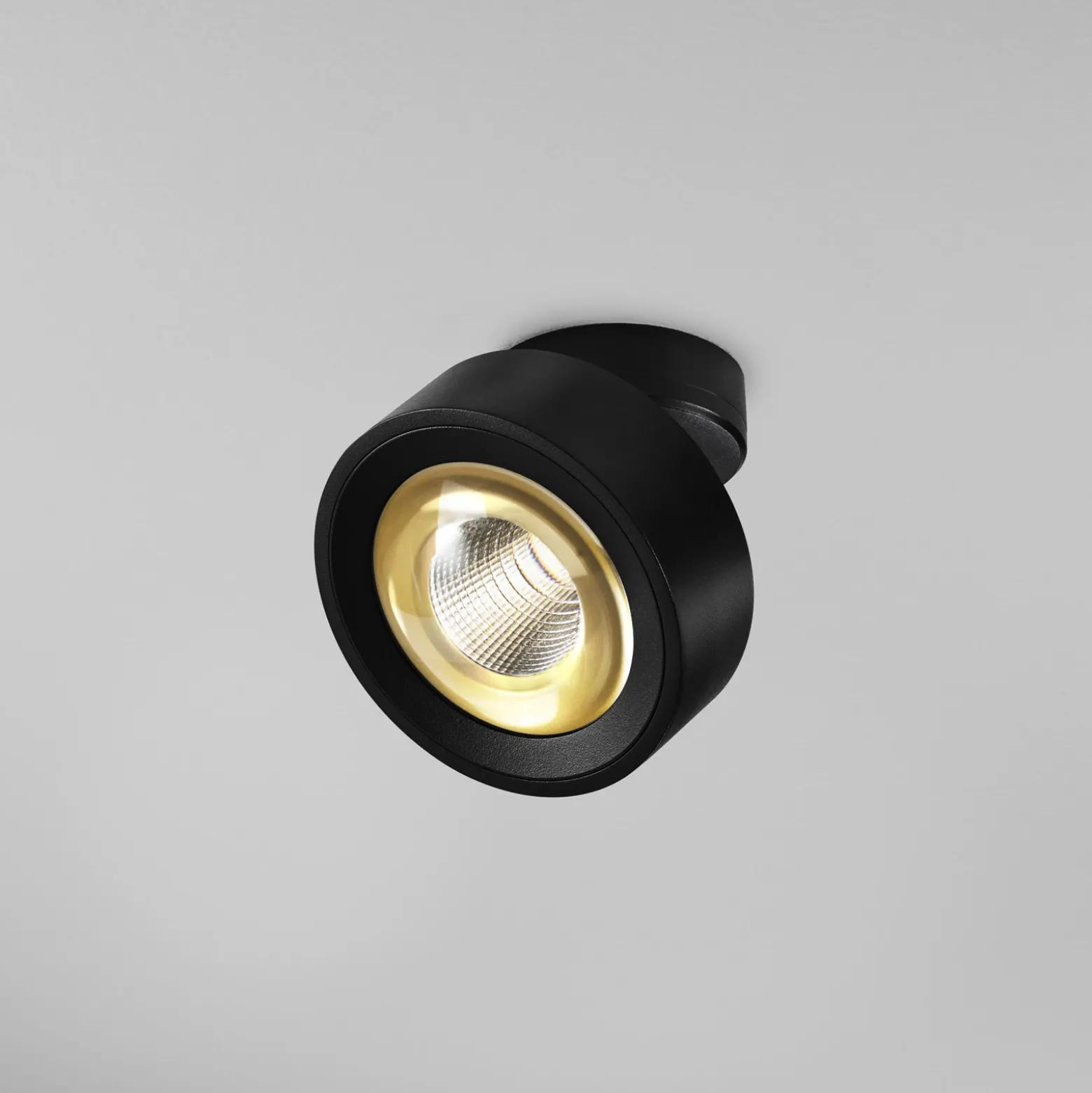 Egger DLS foco LED Clippo Optic, negro/oro, Ø 12 cm, DTW