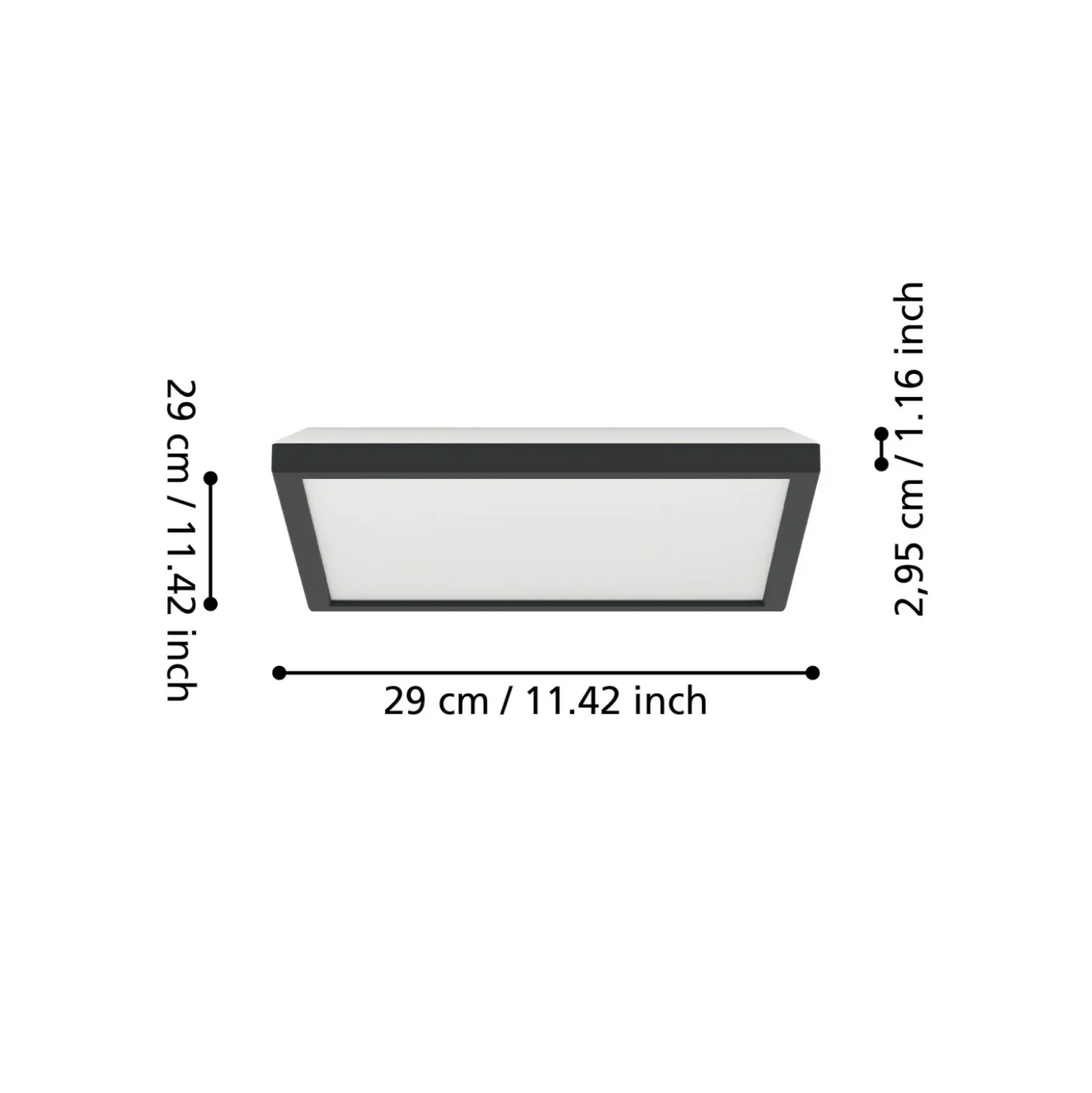 EGLO connect lámpara LED de techo Rovito-Z, negro, 29 x 29 cm