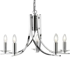 Elegante lámpara colgante Ascona, 5 brazos, cromo