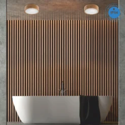 Envostar Caspian plafón, Ø 27 cm, IP54, roble