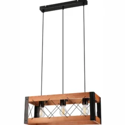 Envostar Lee lámpara colgante madera/negro 3 luces