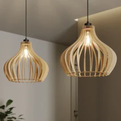 Envostar Lámpara colgante Faje, contrachapado de abedul, 2 luces
