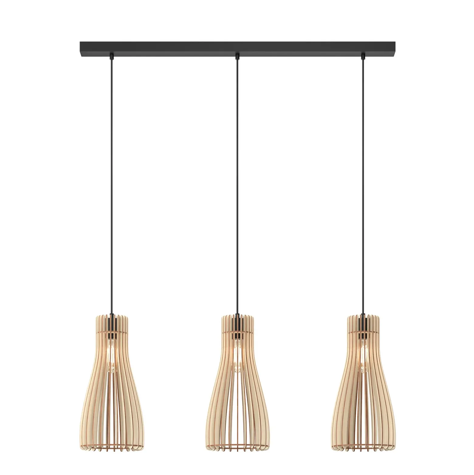 Envostar Lámpara colgante Furn, contrachapado de abedul, 3 luces