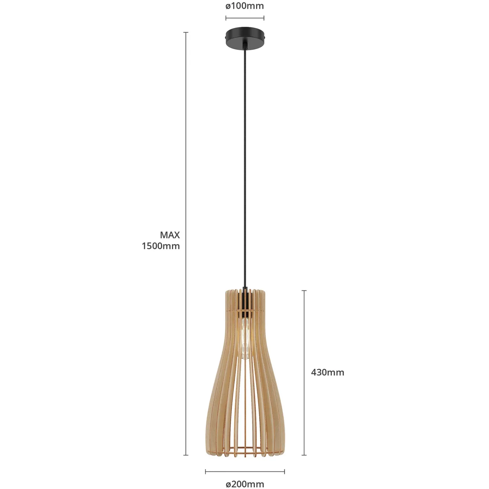 Envostar Lámpara colgante Furn, contrachapado de abedul, 1 luz