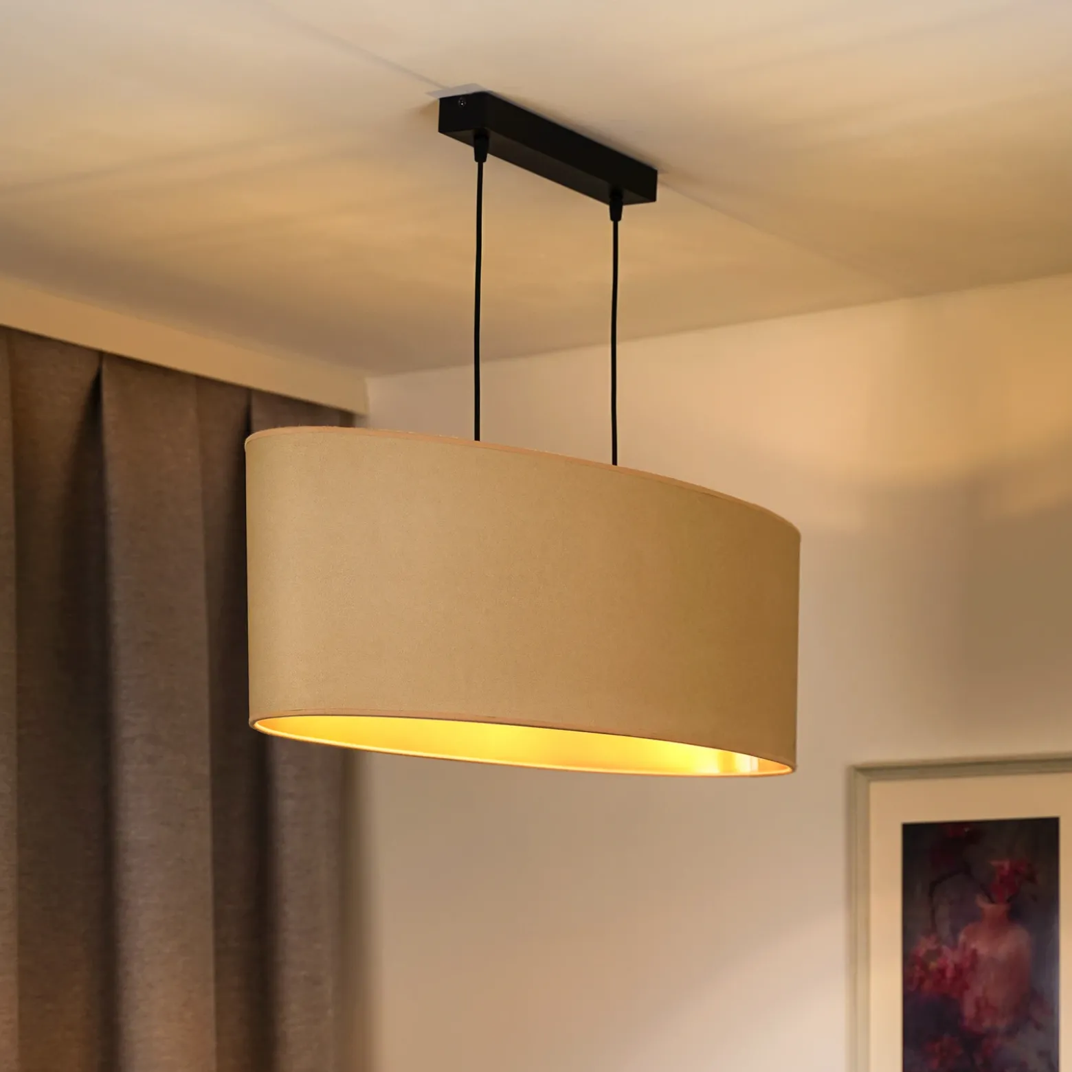 Envostar lámpara colgante Idun beige claro 80 cm material natural vegano