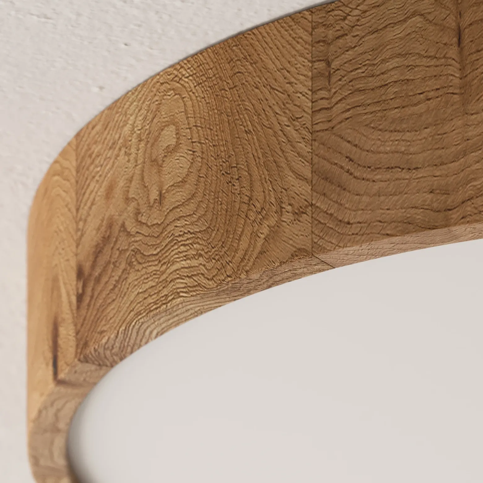 Envostar plafón Kerio, Ø 47 cm, madera de roble natural