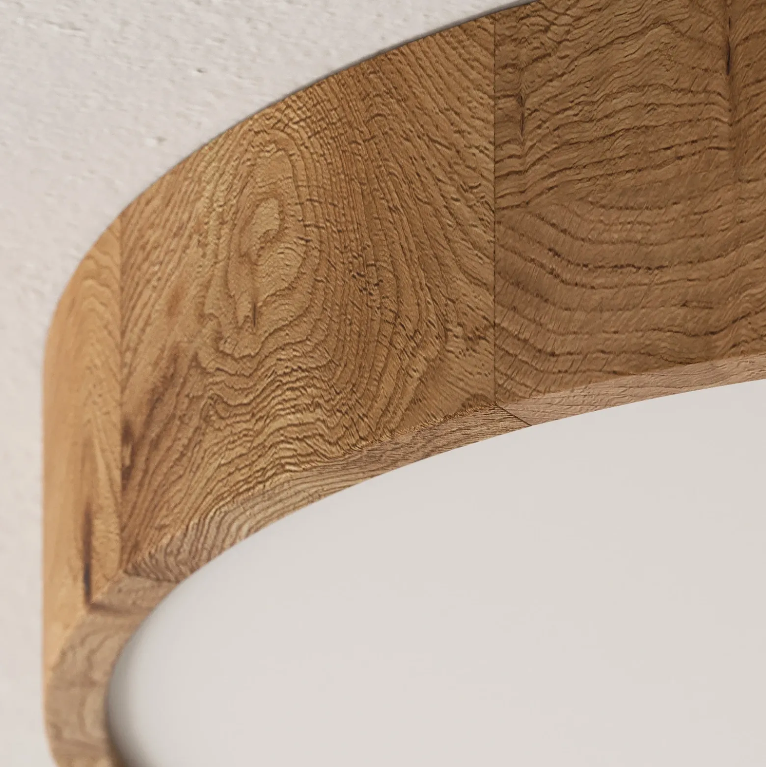 Envostar plafón Kerio, Ø 47 cm, madera de roble natural