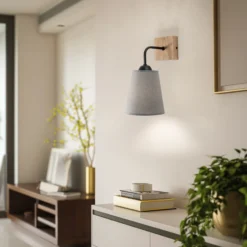 Envostar Risco aplique de pared 1 luz pantalla tela gris