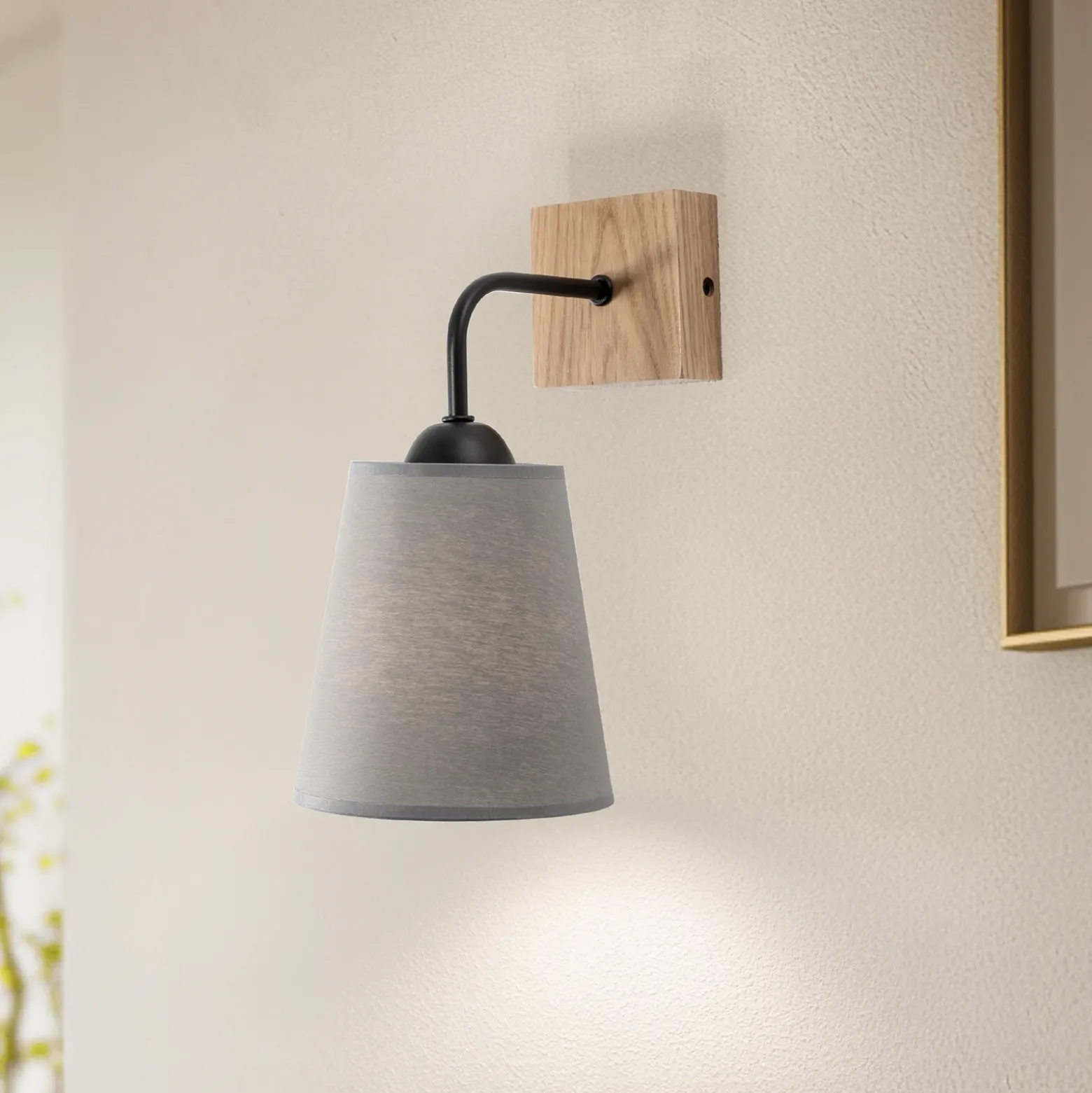 Envostar Risco aplique de pared 1 luz pantalla tela gris