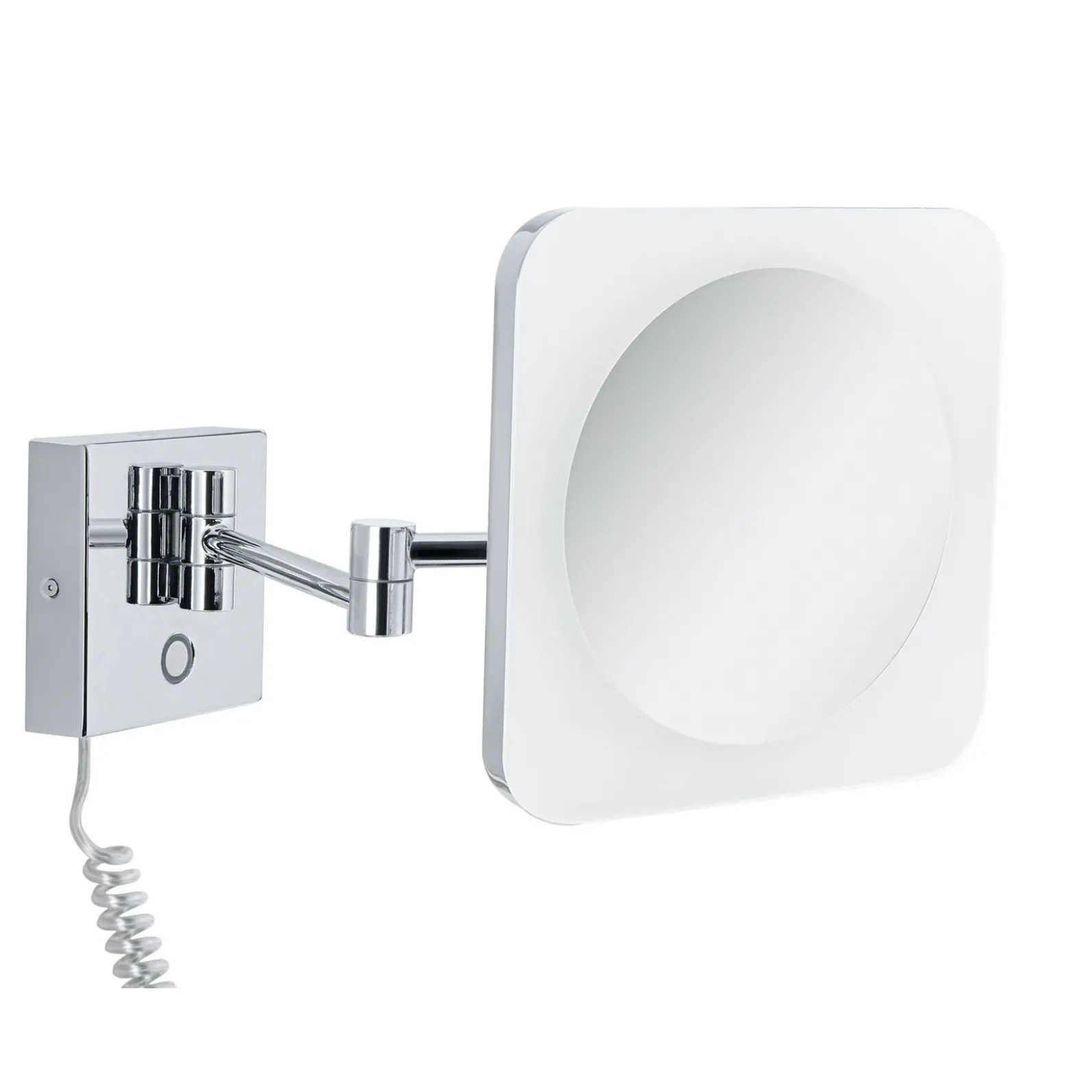 Espejo cosmético LED Paulmann Jora, IP44 con interruptor, plateado