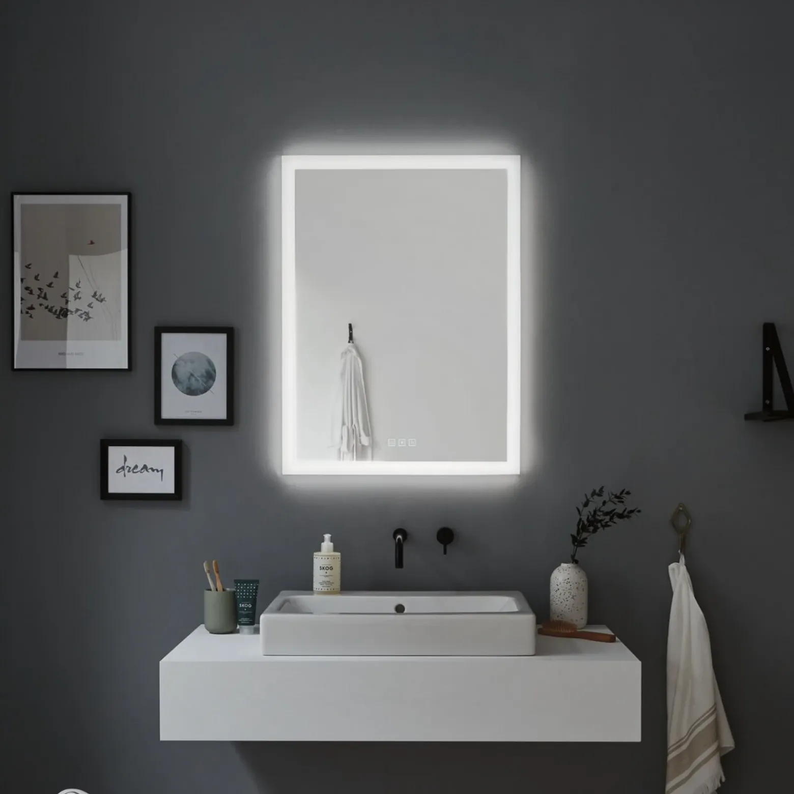 Espejo de pared LED Mirra blanco 60x80 cm IP44 CCT de Paulmann