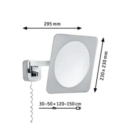 Espejo de pared LED Paulmann Bela, cromado, IP44, enchufe