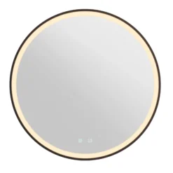 Espejo de pared LED SLV Trukko IP44 CCT negro Ø 80 cm