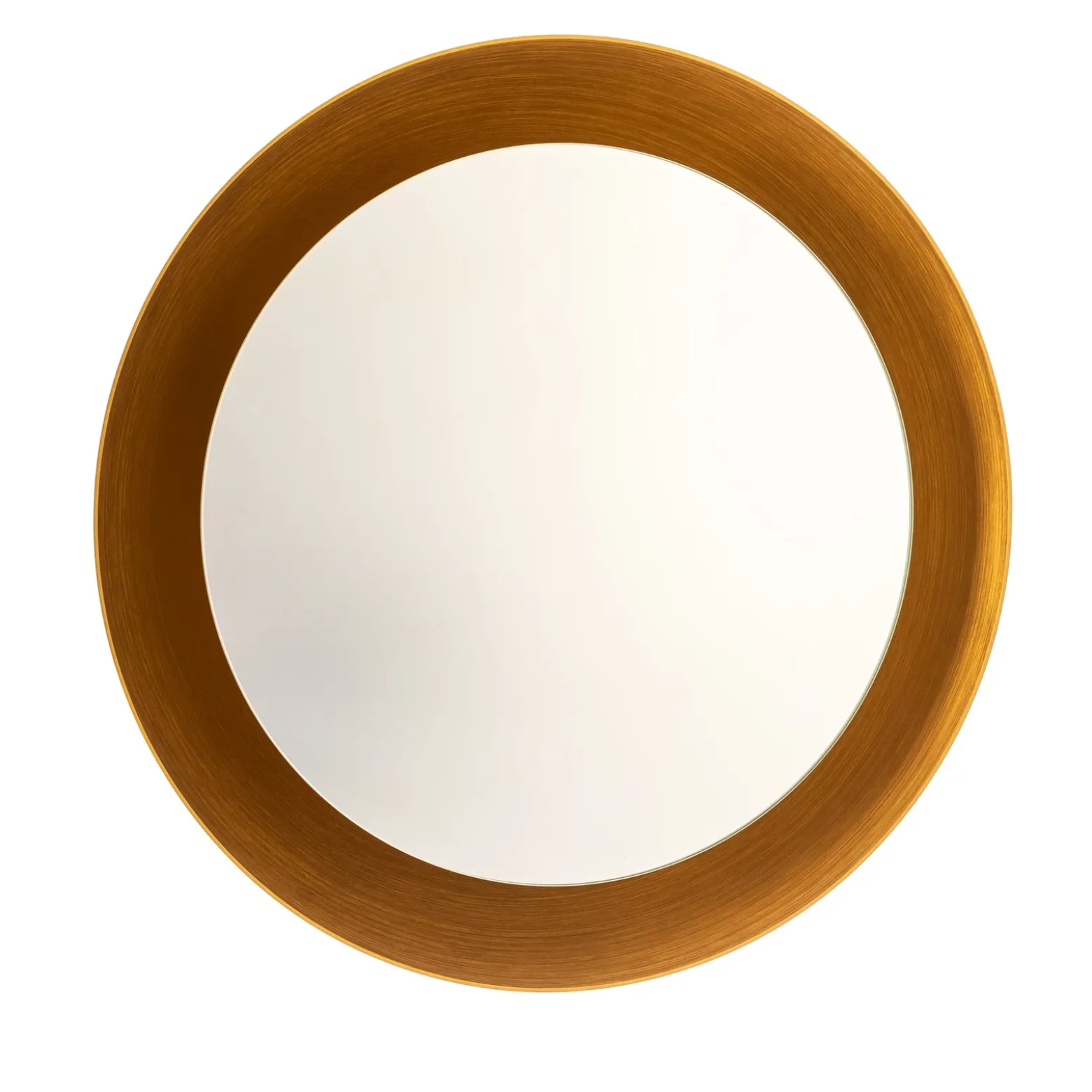 Espejo LED Bega Studio Line negro-latón, Ø 50 cm