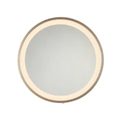 Espejo LED de pared VIDRO, bronce, Ø 36 cm, batería externa, interruptor