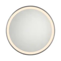 Espejo LED de pared VIDRO, gris, Ø 46 cm, batería externa, interruptor