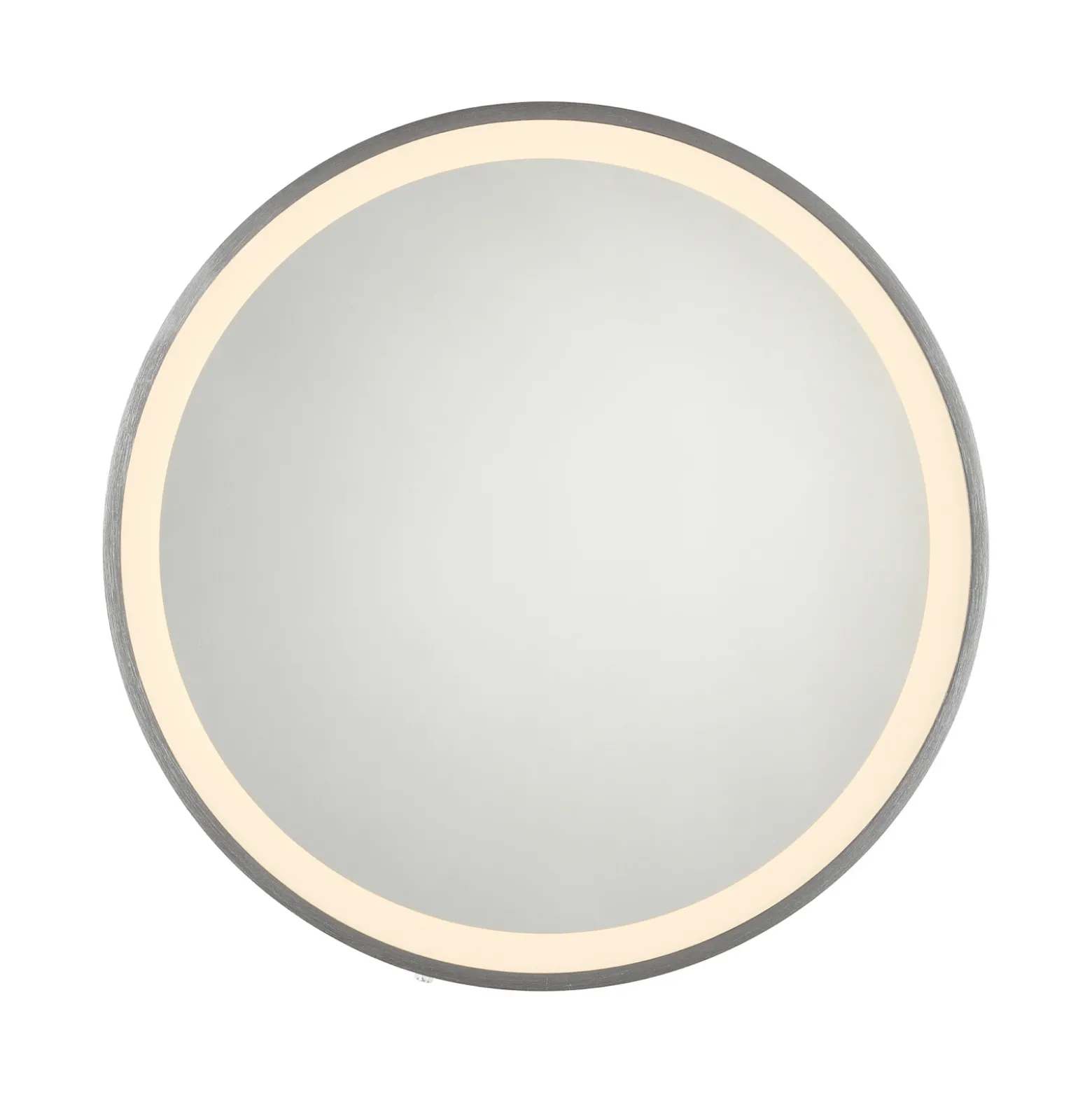 Espejo LED de pared VIDRO, gris, Ø 46 cm, batería externa, interruptor