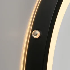 Espejo LED de pared VIDRO, negro, Ø 40 cm, batería externa, para colgar